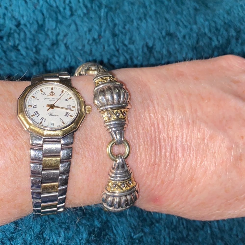 RARE Lagos sterling silver/18 kt gold fluted lattice link bracelet - Picture 5 of 10